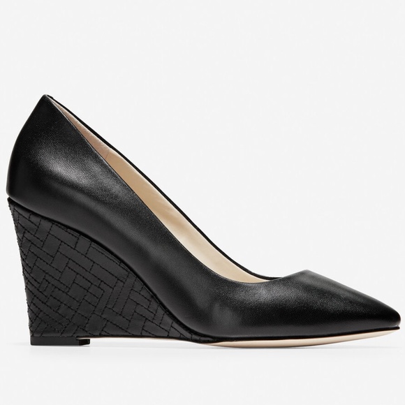 Cole Haan Shoes - Cole Haan Marit Geo Wedge Heel Pump Black Leather